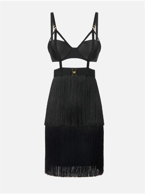 MINI DRESS WITH FRINGES ELISABETTA FRANCHI | AB96662E2110 nero